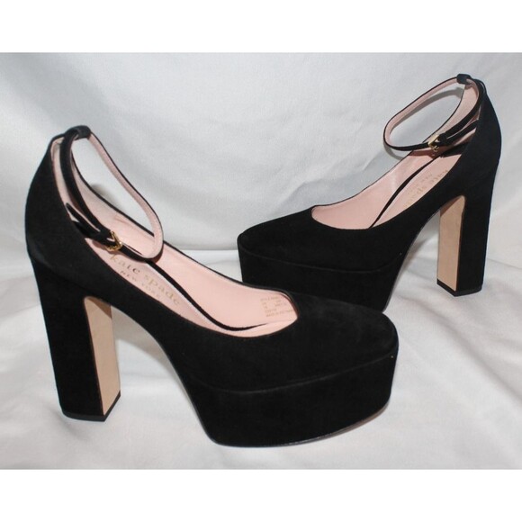Kate Spade New York Gia Suede Platform Black Sandals 7 NIB $298 - Picture 3 of 7